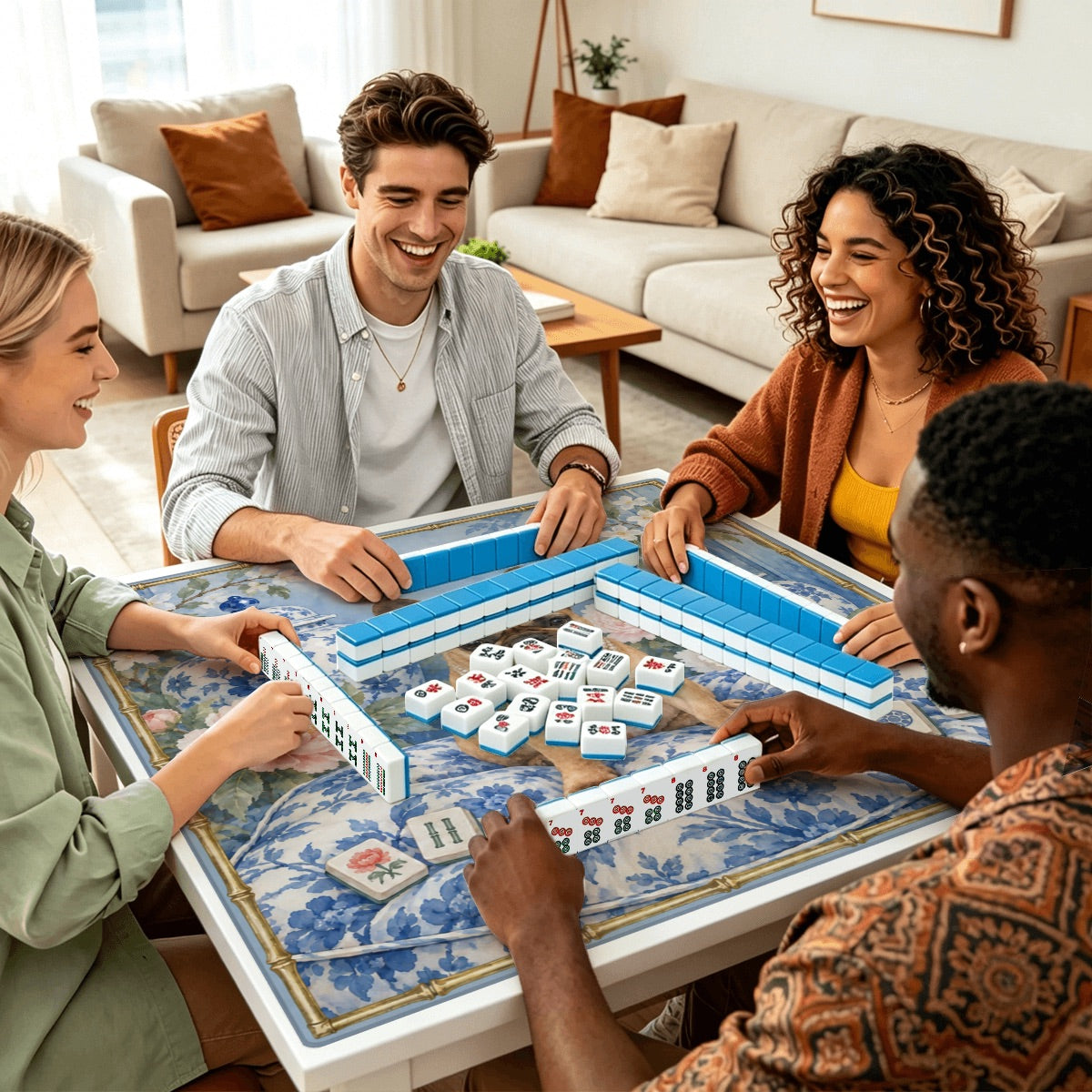 French Bulldog Chinoiserie Mahjong Mat