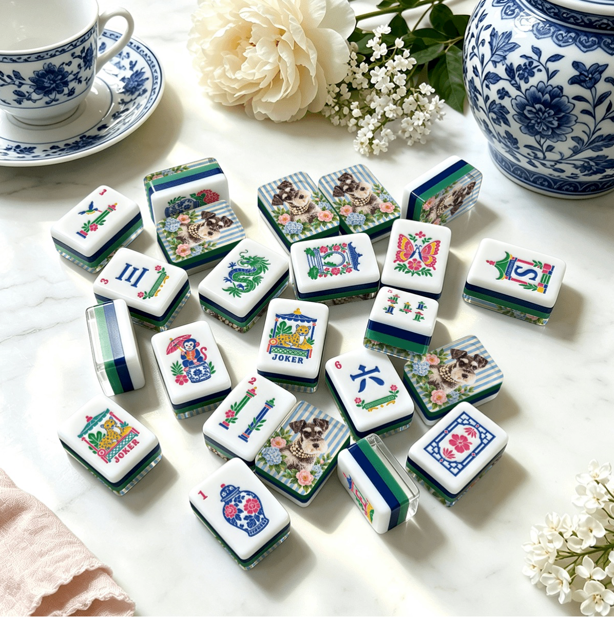 Custom Dog Mahjong Tiles | Schnauzer | Customize with Your Pet