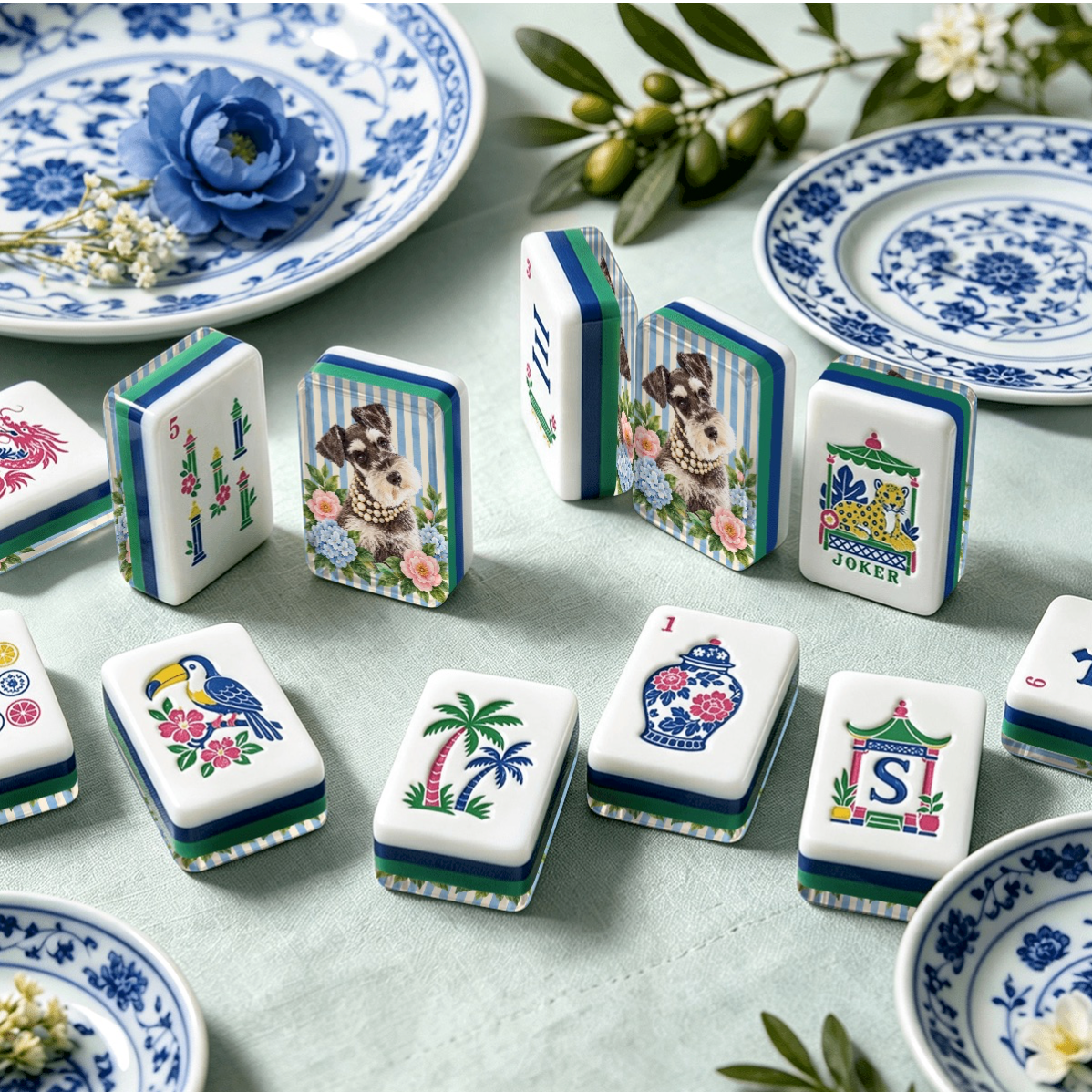 Custom Dog Mahjong Tiles | Schnauzer | Customize with Your Pet