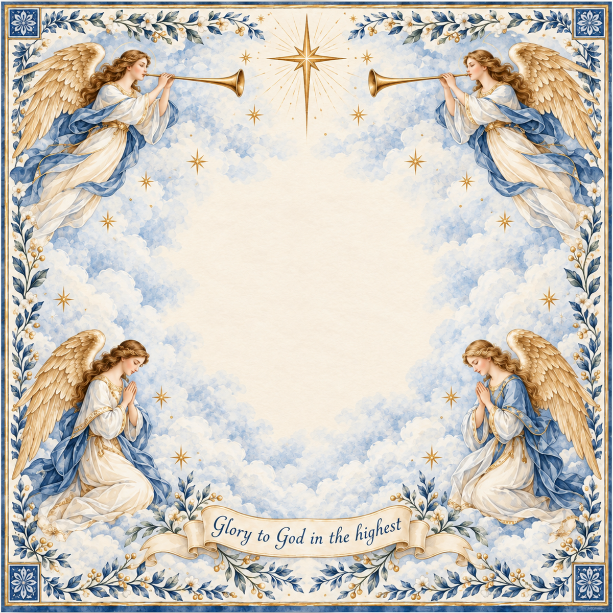 Glory to God Christmas Angel Mahjong Mat