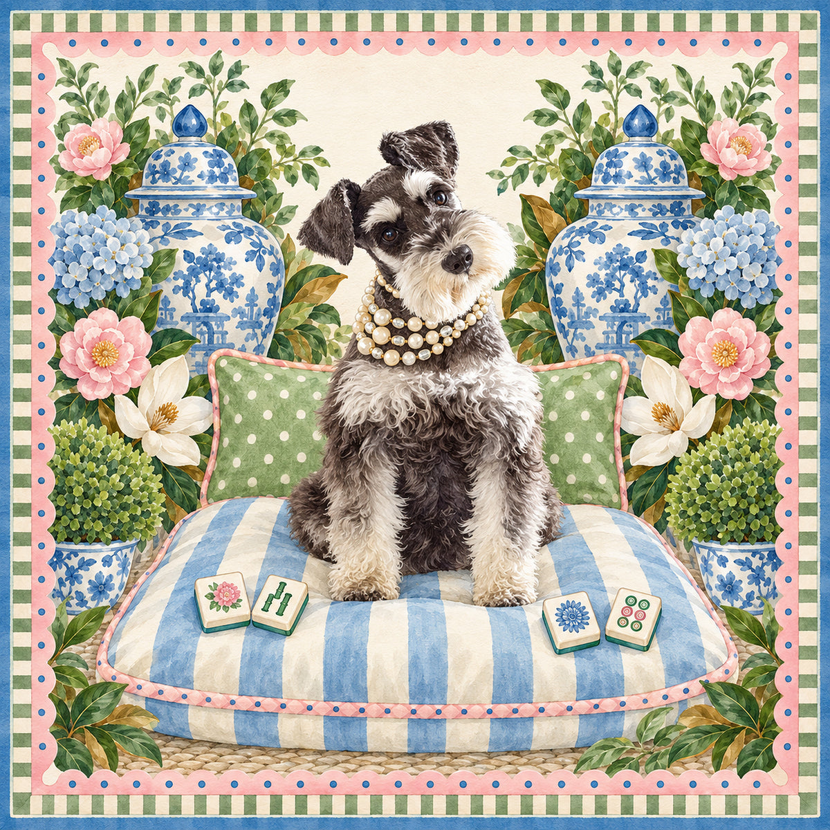 Schnauzer Mahjong Mat