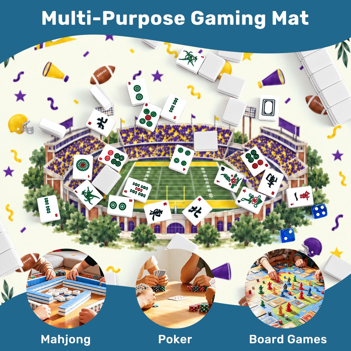 Purple and Gold Tiger Stadium Mahjong Mat | LSU