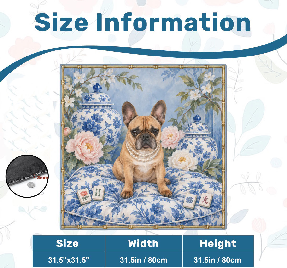 French Bulldog Chinoiserie Mahjong Mat