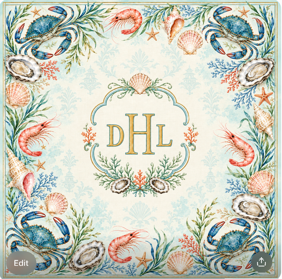 Custom Monogram Southern Coastal Mahjong Mat
