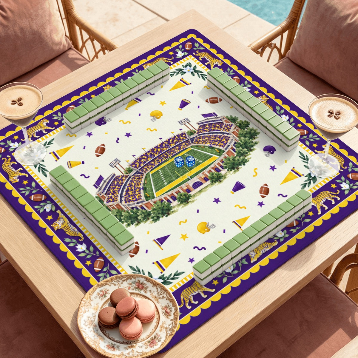 Purple and Gold Tiger Stadium Mahjong Mat | LSU