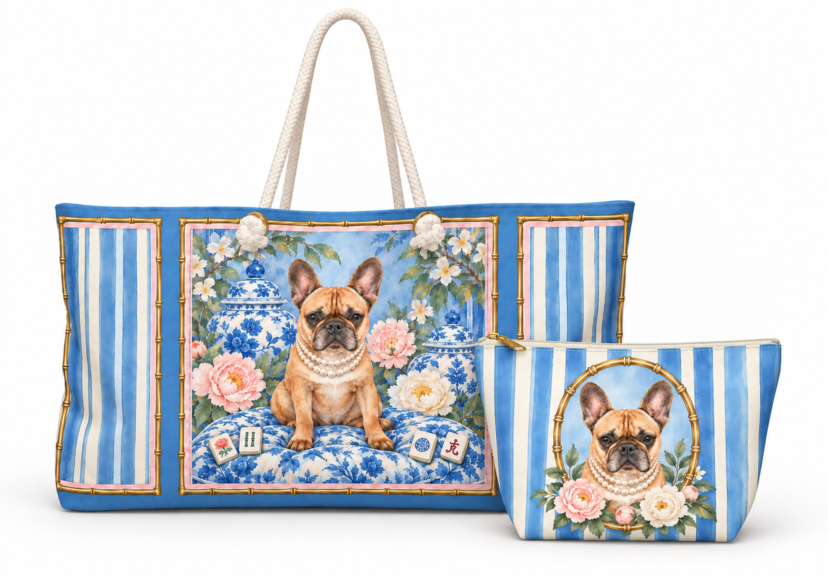 Frenchie Mahjong Tote Bag | Tile Pouch