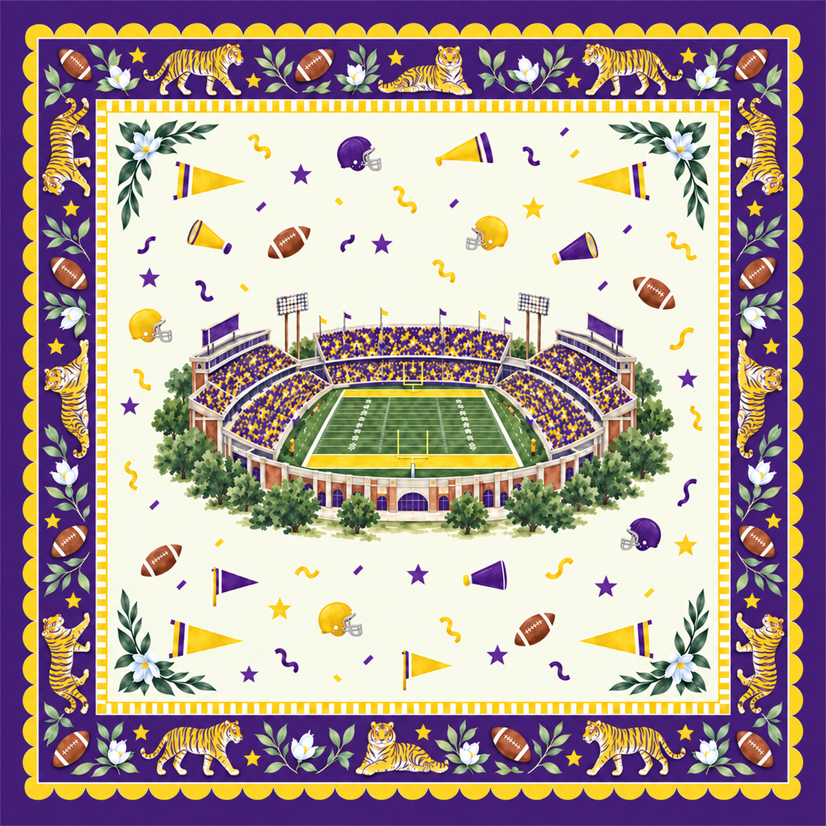 Purple and Gold Tiger Stadium Mahjong Mat | LSU