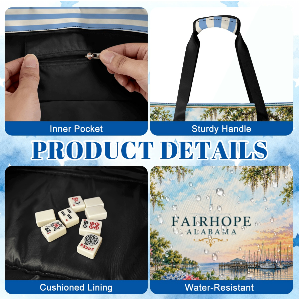 Mahjong Tote Bag, Rack Bag, Tile Bag | Fairhope Alabama