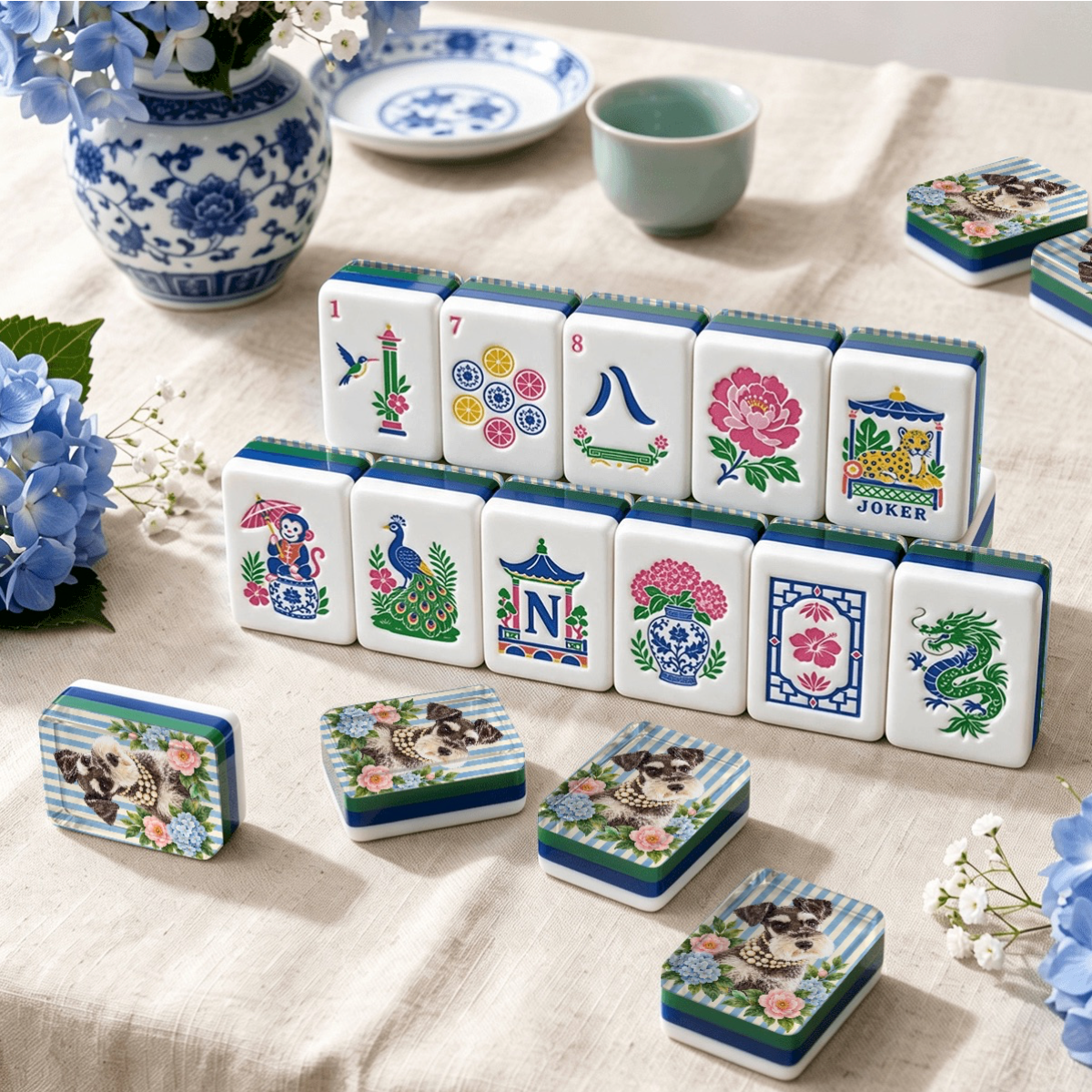 Custom Dog Mahjong Tiles | Schnauzer | Customize with Your Pet