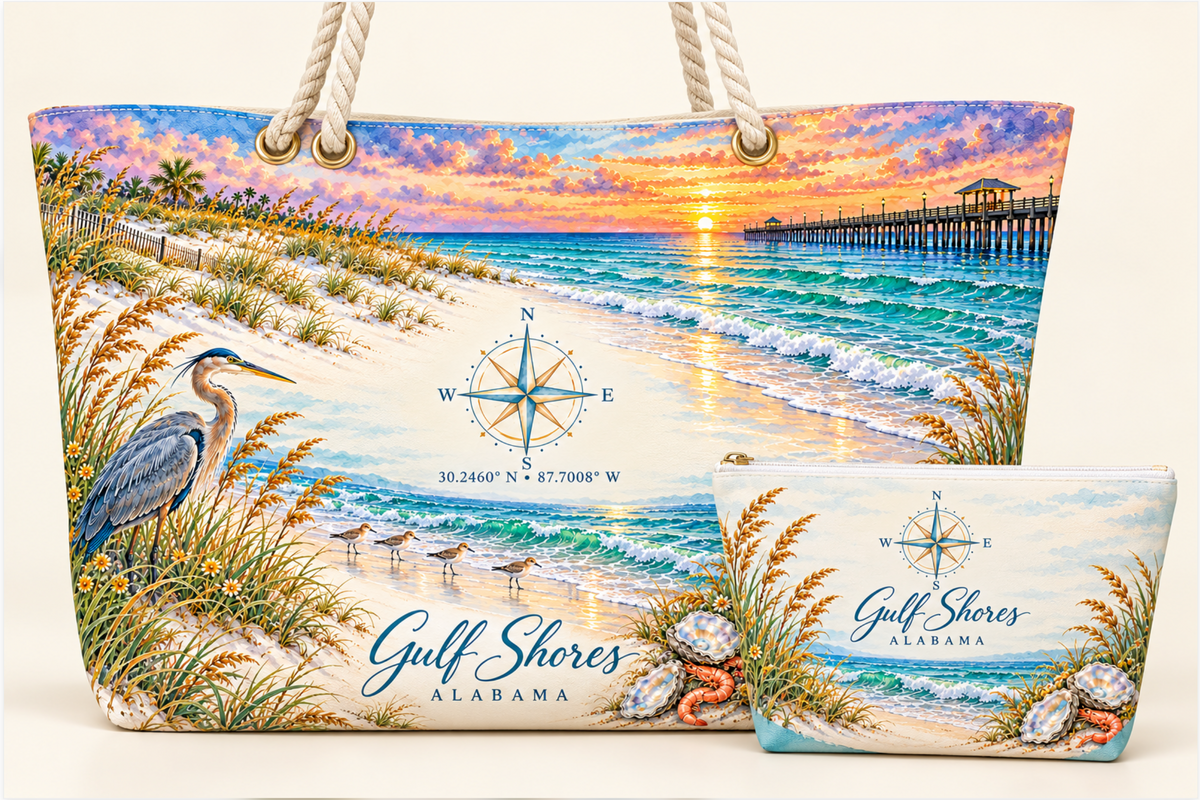 Gulf Shores Alabama Mahjong Tote Bag | Tile Pouch