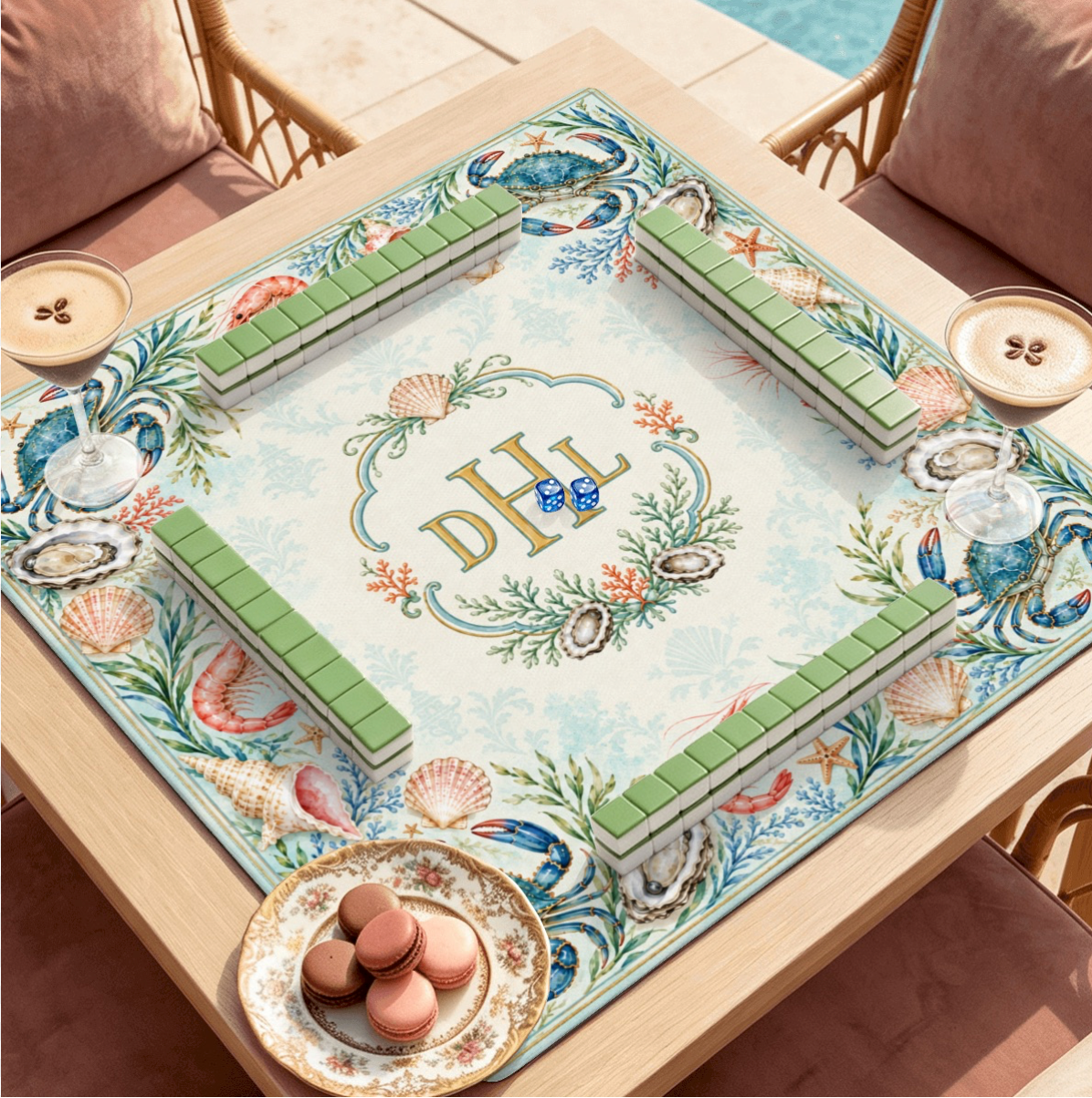 Custom Monogram Southern Coastal Mahjong Mat