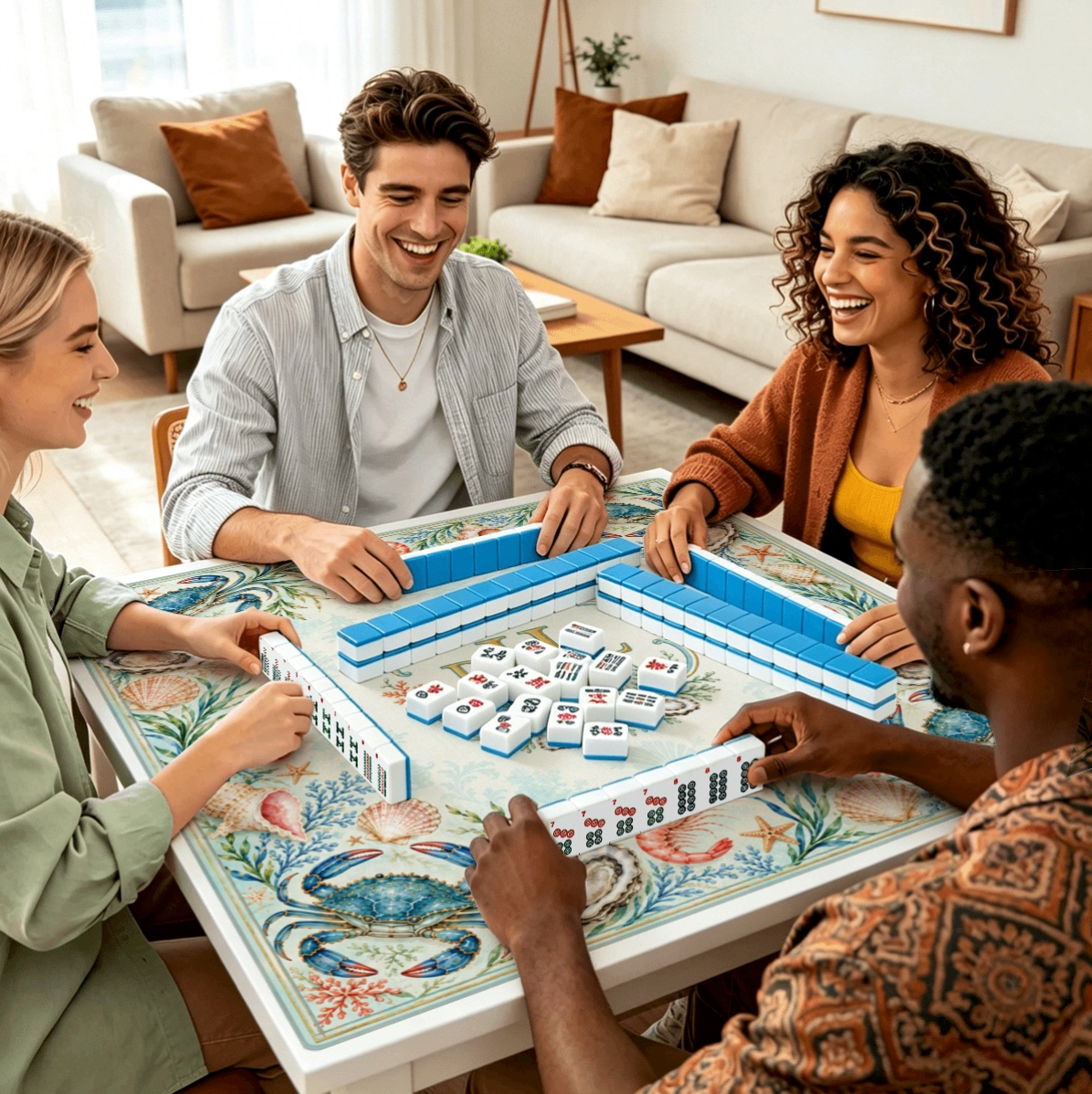 Custom Monogram Southern Coastal Mahjong Mat