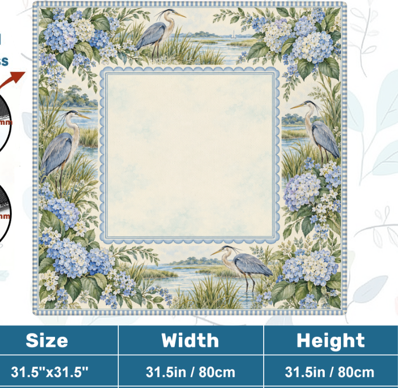 Heron and Hydrangea Mahjong Mat