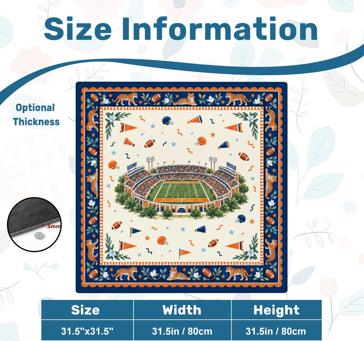 Tiger Stadium Collegiate Mat | Orange and Blue | Auburn