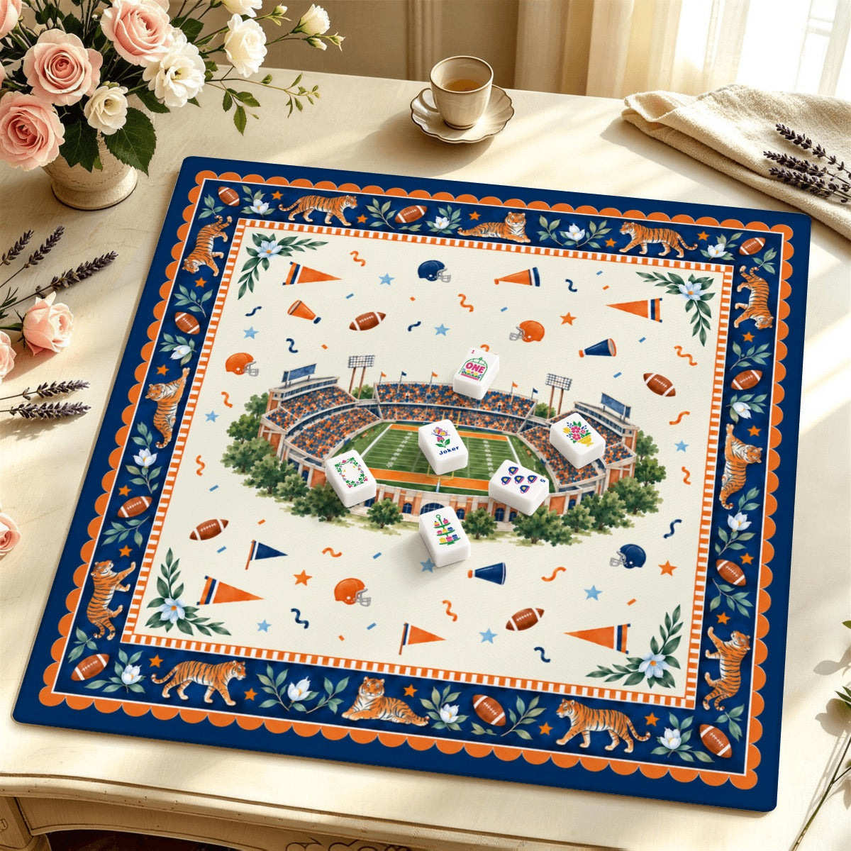 Tiger Stadium Collegiate Mat | Orange and Blue | Auburn